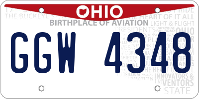 OH license plate GGW4348