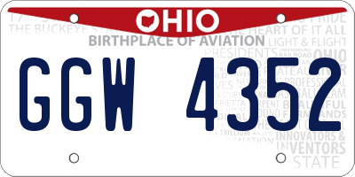 OH license plate GGW4352