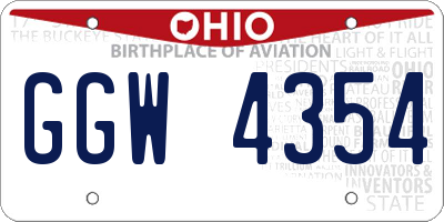 OH license plate GGW4354
