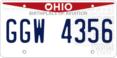 OH license plate GGW4356