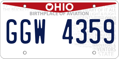 OH license plate GGW4359