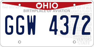 OH license plate GGW4372