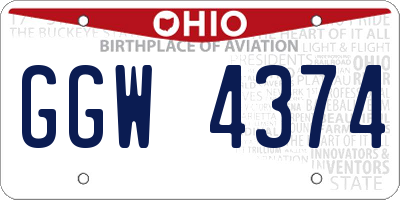 OH license plate GGW4374