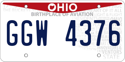OH license plate GGW4376