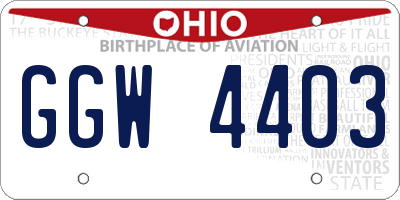 OH license plate GGW4403