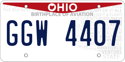 OH license plate GGW4407