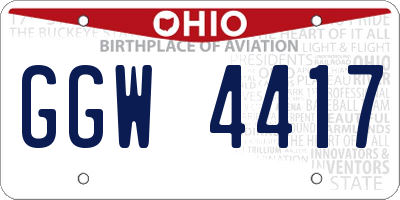 OH license plate GGW4417