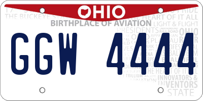 OH license plate GGW4444