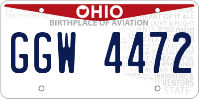 OH license plate GGW4472