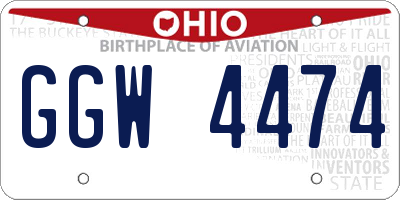 OH license plate GGW4474