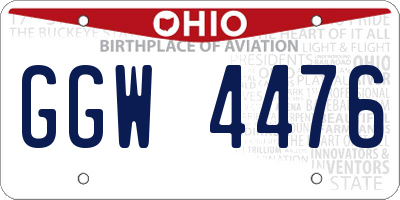OH license plate GGW4476