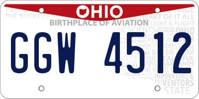 OH license plate GGW4512