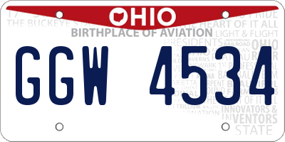 OH license plate GGW4534