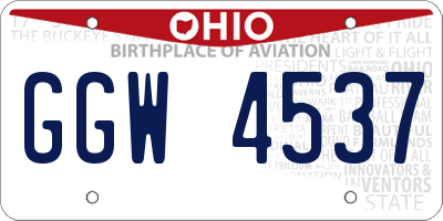 OH license plate GGW4537