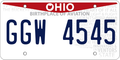 OH license plate GGW4545