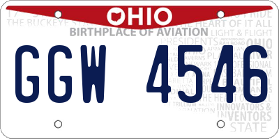 OH license plate GGW4546