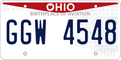 OH license plate GGW4548