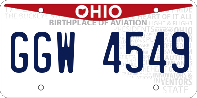 OH license plate GGW4549