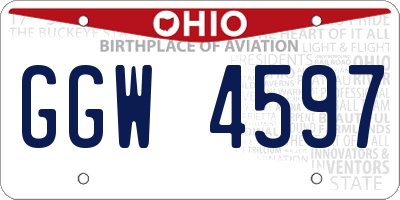 OH license plate GGW4597