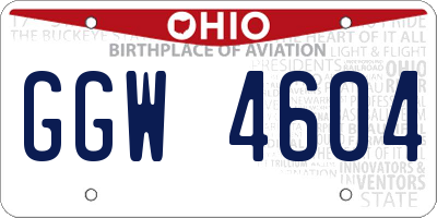 OH license plate GGW4604
