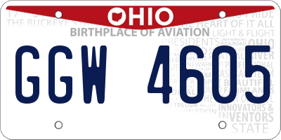 OH license plate GGW4605