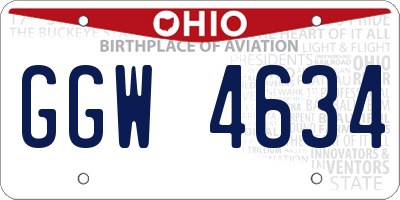 OH license plate GGW4634