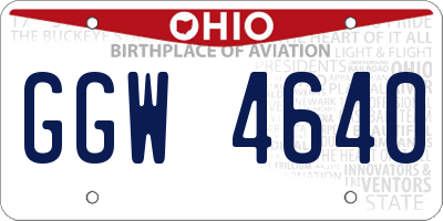 OH license plate GGW4640