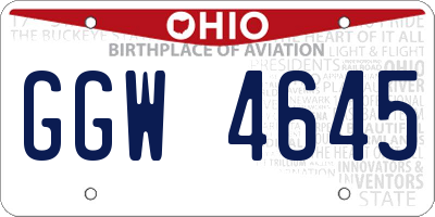 OH license plate GGW4645