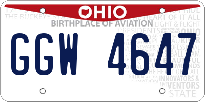 OH license plate GGW4647