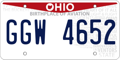 OH license plate GGW4652