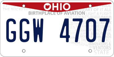 OH license plate GGW4707