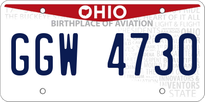 OH license plate GGW4730