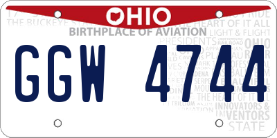 OH license plate GGW4744