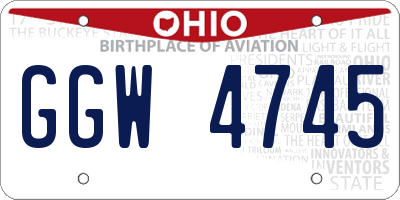 OH license plate GGW4745