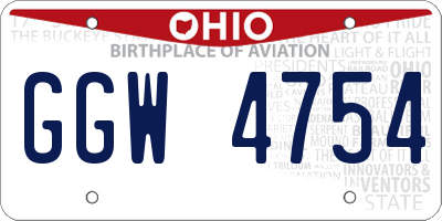 OH license plate GGW4754