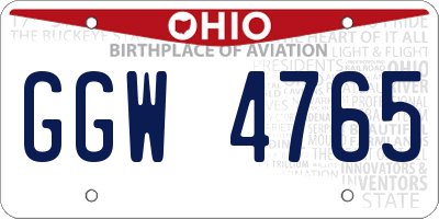 OH license plate GGW4765