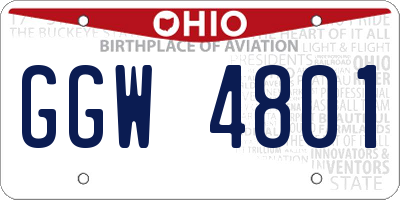 OH license plate GGW4801