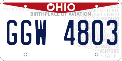OH license plate GGW4803