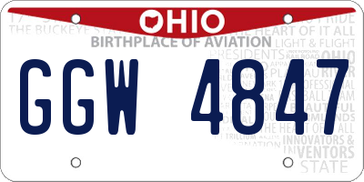 OH license plate GGW4847