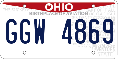 OH license plate GGW4869