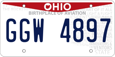OH license plate GGW4897