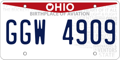 OH license plate GGW4909