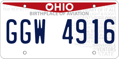 OH license plate GGW4916