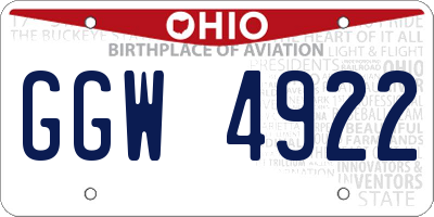 OH license plate GGW4922