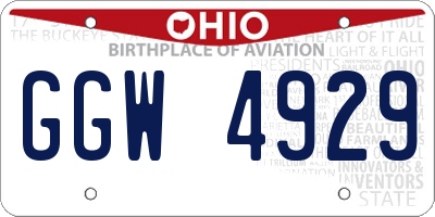 OH license plate GGW4929