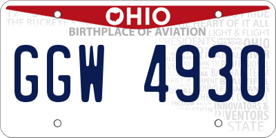 OH license plate GGW4930