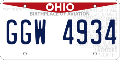 OH license plate GGW4934