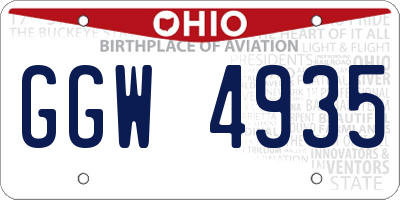 OH license plate GGW4935