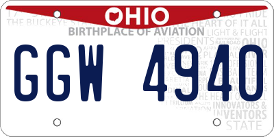 OH license plate GGW4940