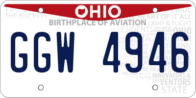 OH license plate GGW4946